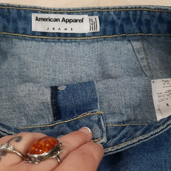 American Apparel Button Front Mini Jean Skirt - Picture 3 of 5
